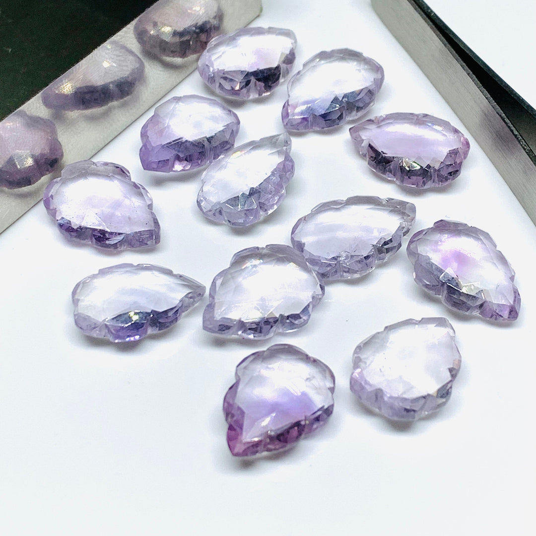2,3,4,5 pcs Natural Pink Amethyst Leaf Shape Carved Gemstone, Pink Amethyst Briolettes Beads For Jewelry Making, Carved Gemstone 16X10 mm