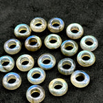 Load image into Gallery viewer, Labradorite Donut Gemstone Beads: 12mm Blue Fire Carved Jewelry