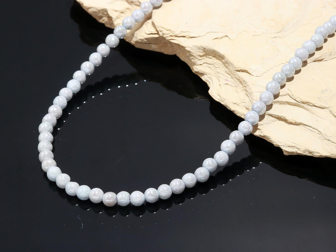 Pretty Moonstone Necklace, Coated Moonstone Round Beads Necklace, 5 MM Smooth Moonstone Necklace For Women's, Bridesmaid Gifts