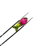 Load image into Gallery viewer, Carved Copper Turquoise Fish Charm: Neon Green &amp; Hot Pink Briolette (25mm