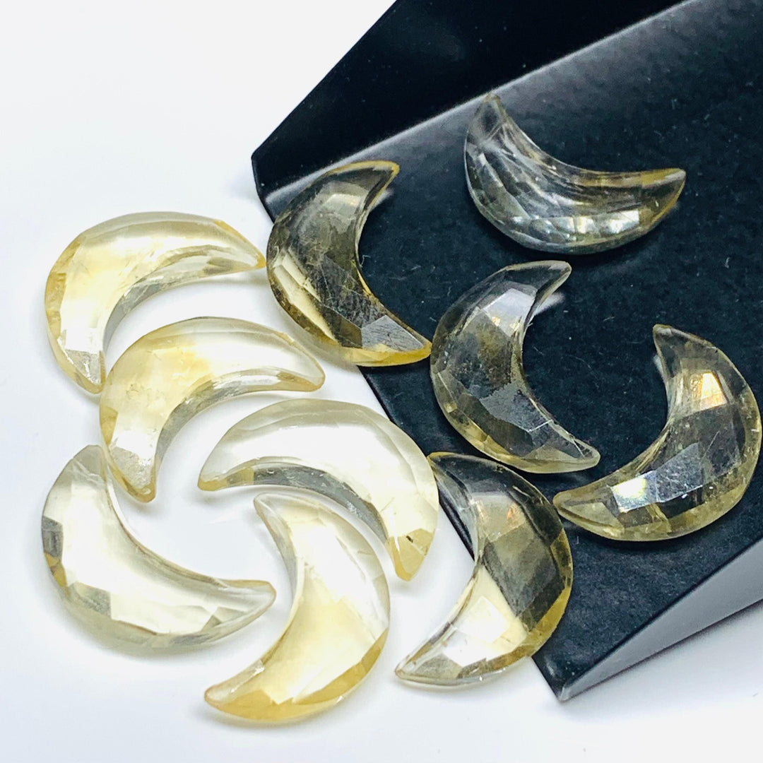 Natural Citrine Hand Carved Moon Shape Beads, AAA Citrine Faceted Crescent Moon Briolette's for Jewelry Making, 17 MM