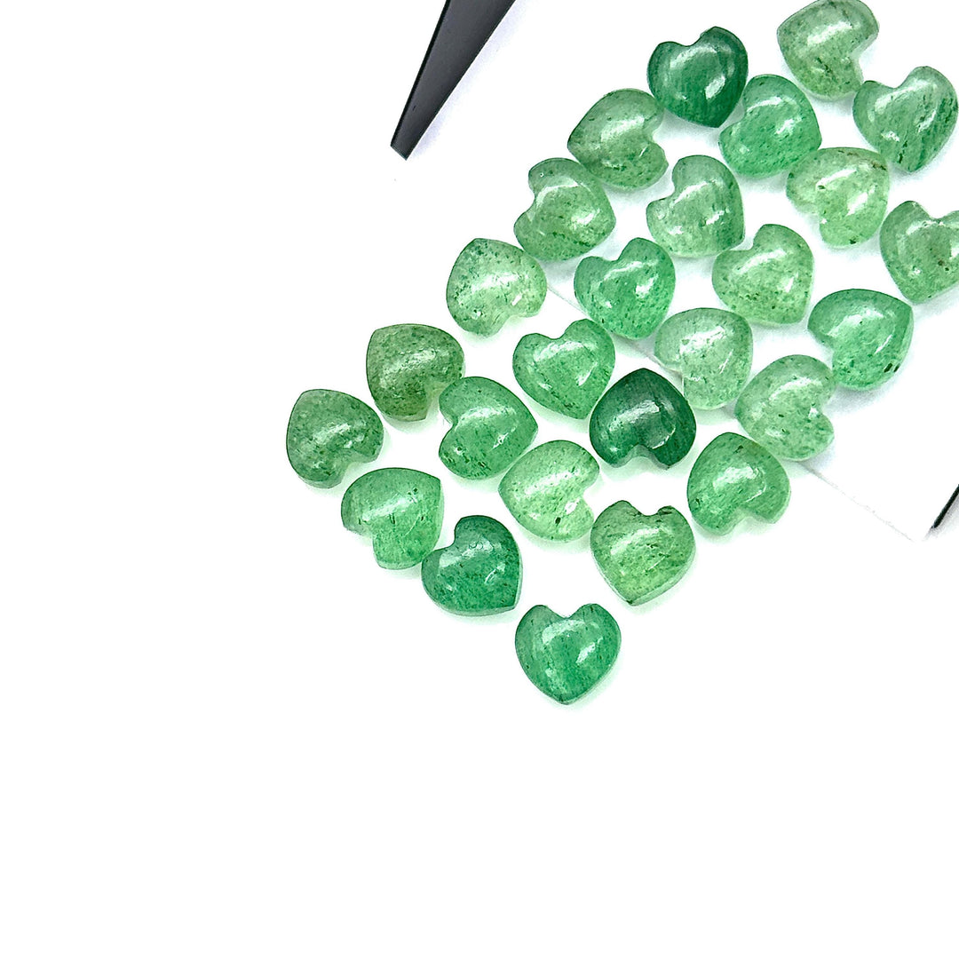 Smooth Green Strawberry Quartz Heart Shape Beads, AAA Green Quartz Heart Shape Briolette's, Hand Carved Gemstones, Jewelry Making Beads 8 MM