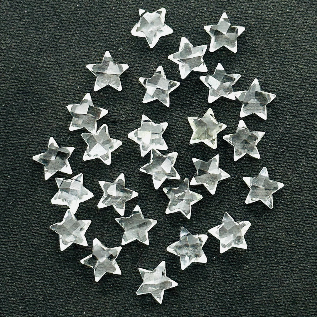 Cute Natural Crystal Quartz Stars Shape Briolettes, AAA Clear Crystal Faceted Star Shape Beads, Jewelry Making Loose Gemstones, 8 MM