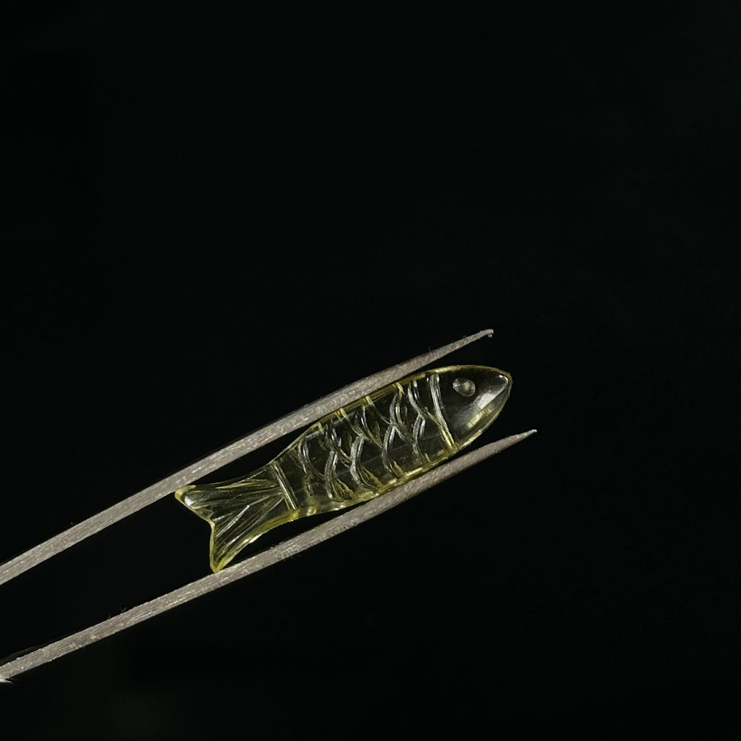 Natural Lemon Quartz Handmade Fish Carving, Fish Shape Carving Gemstone Briolette's, Jewelry Making Loose Gemstones, 30X10 MM, Crystal Fish