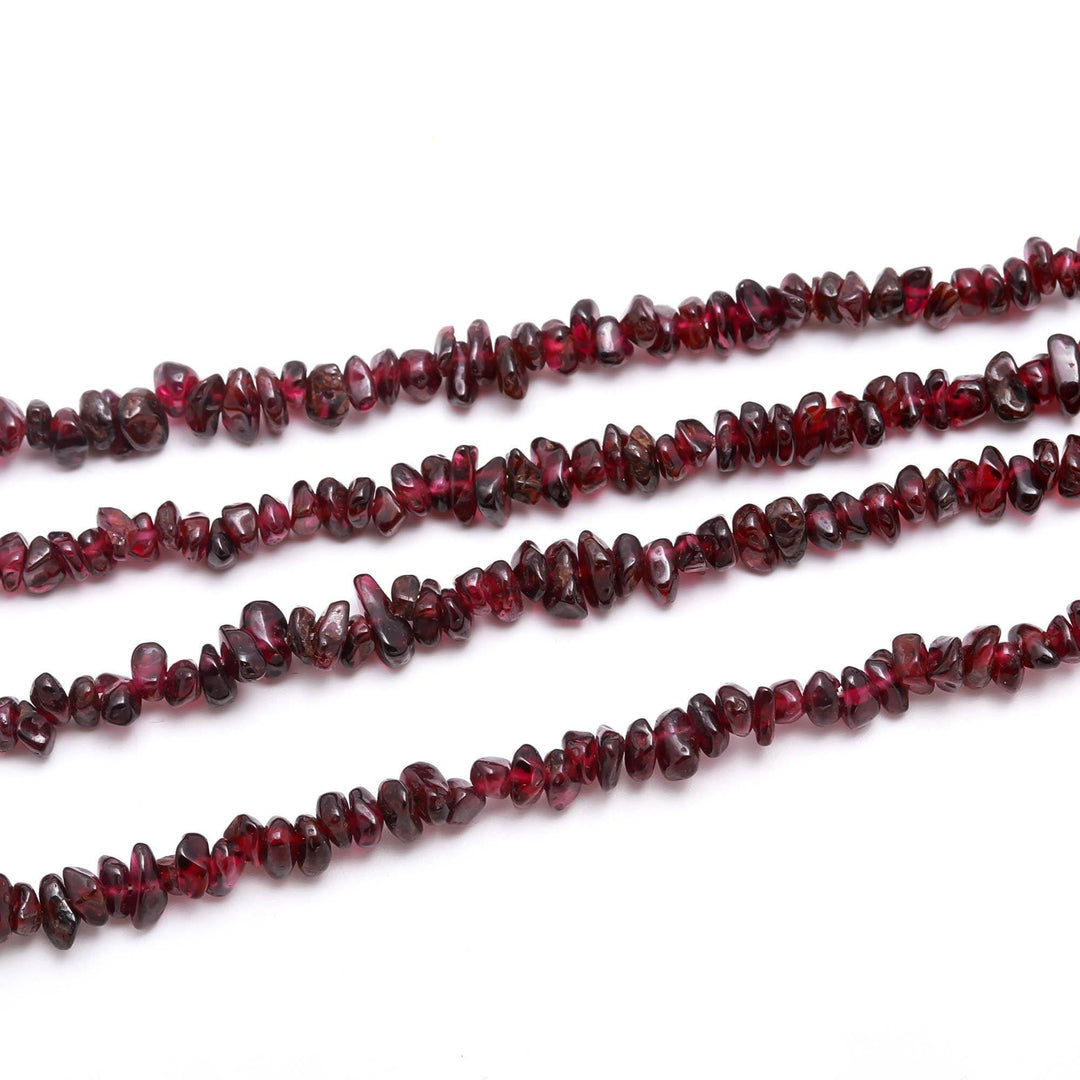 Genuine Garnet Uncut Beads Strand, AAA Garnet Chips Beads for Jewelry Making, 16" Inch Garnet Uncut Chip Beads, Freeform Uncuts