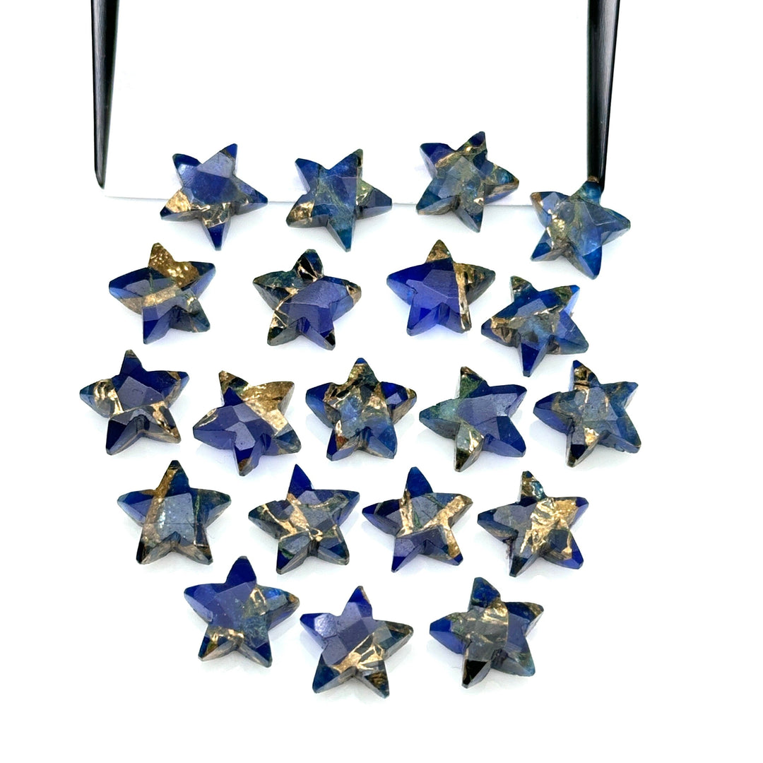 Dark Blue Copper Turquoise Star Shape Beads, Blue Turquoise Faceted Star Beads, Gemstone Carving Beads, Hand Carved Star Charms 10 MM