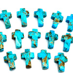 Load image into Gallery viewer, Faceted Copper Turquoise Cross Beads: Spiritual Gemstone Charms (15mm)