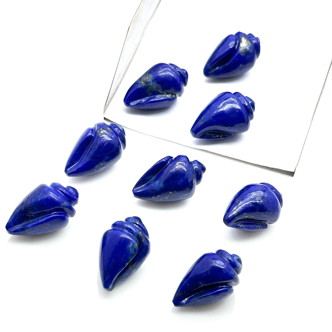 Genuine Lapis Lazuli Conch Shell Shape Beads, Smooth Lapis Snail Shell Gemstone Beads, Beach & Snail Shell Carved Gemstone Beads 18X10 mm
