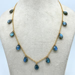 Load image into Gallery viewer, AAA+ Natural Labradorite Pear Shape Beads Necklace, Drop Chain Necklace, Pear Gemstone Necklace, Faceted Pear Chain Necklace For Women's