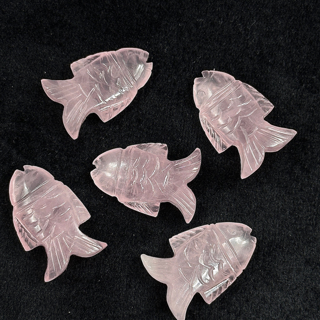 Genuine Rose Quartz Fish Carving, Hand Carved Fish Shape Gemstone, Natural Rose Quartz, 17X26 MM, Feminine Energy Fish Charm Healing Crystal