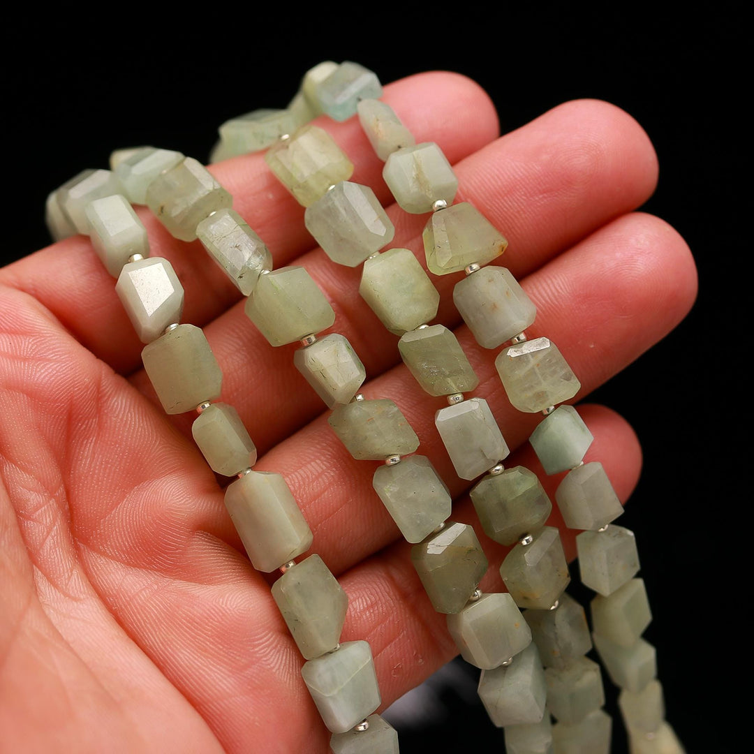 Natural Aquamarine Faceted Tumble Beads, 8 MM Aquamarine Nuggets Shape Beads, 8" Strand Fancy Jewelry Making Beads Loose Beads