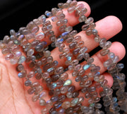 Faceted Labradorite Teardrop Beads: Natural Gemstone Strand, 4X7-5X9mm
