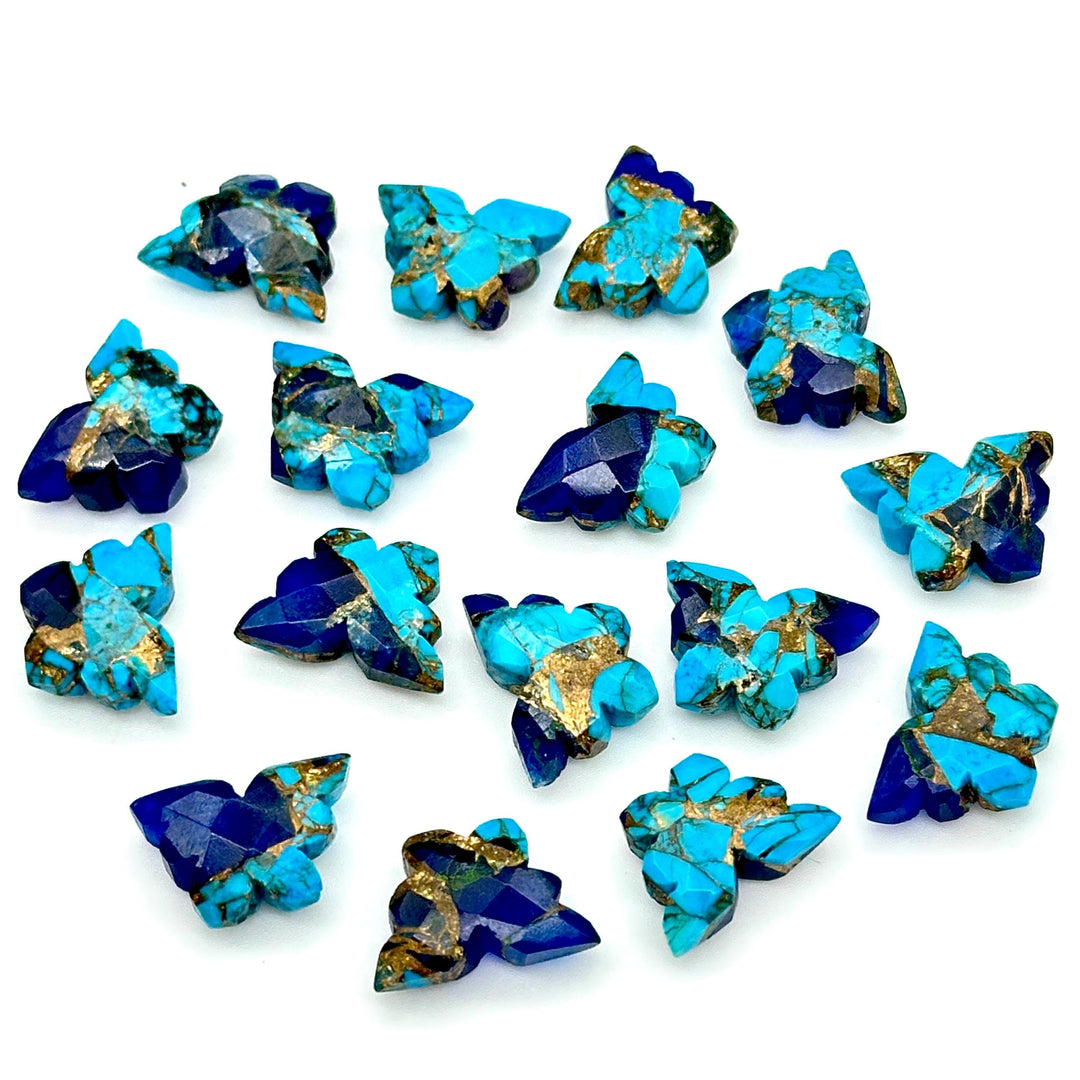 Beautiful Mohave Copper Turquoise Butterfly Shape Beads, Sky Blue & Dark Blue Faceted Butterfly Gemstone, Blue Turquoise Carvings 14x10 MM