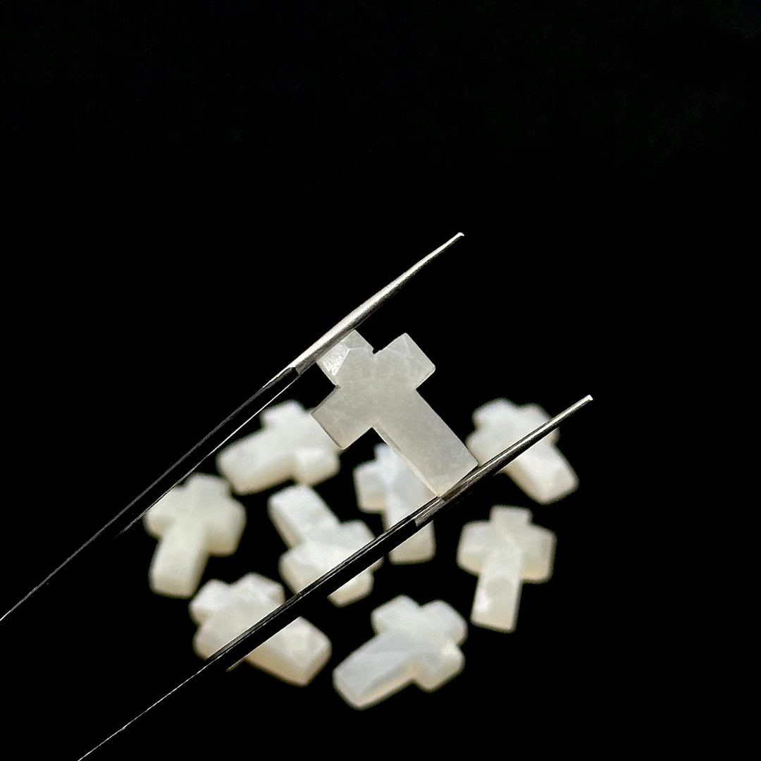 Natural White Moonstone Cross Shape Briolettes, AAA Moonstone Gemstone Beads, Holy Cross Charm for Jewelry, 15 MM Jesus Lord Spiritual Beads