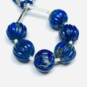 1,2,3,4,5 pcs 100% Natural Lapis Lazuli Carved Melon Shape Beads Strand, Melon Shape Gemstone, Gemstone For Jewellery, 12 mm