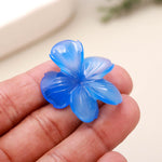 Load image into Gallery viewer, AAA Blue Chalcedony Carved Flower Shape Stone, Blue Chalcedony Handmade Flower Carving, 36 MM Beautiful Crafted Piece