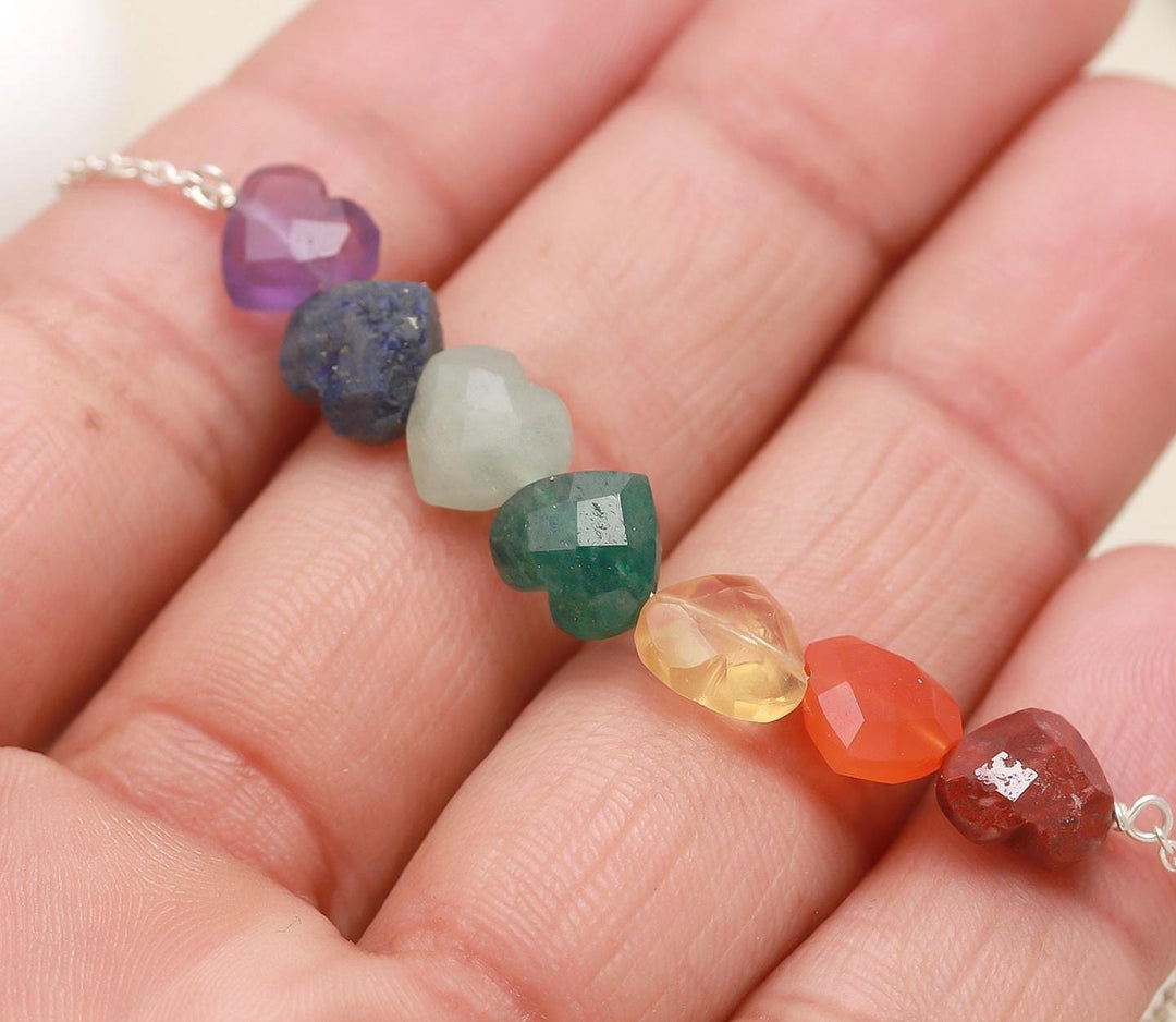 7 Chakra Healing Bracelet, Natural Powerful Gemstone Handmade Bracelet, Heart Gemstone Jewelry, 8 MM Beads, Protection, Grounding, Balance