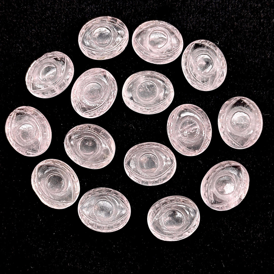 Natural Rose Quartz Carved Evil Eye Beads, Evil Eye Charm Beads For Jewelry Making, Carving Beads, 12X10 MM, Carved Eye Shape Charm Beads