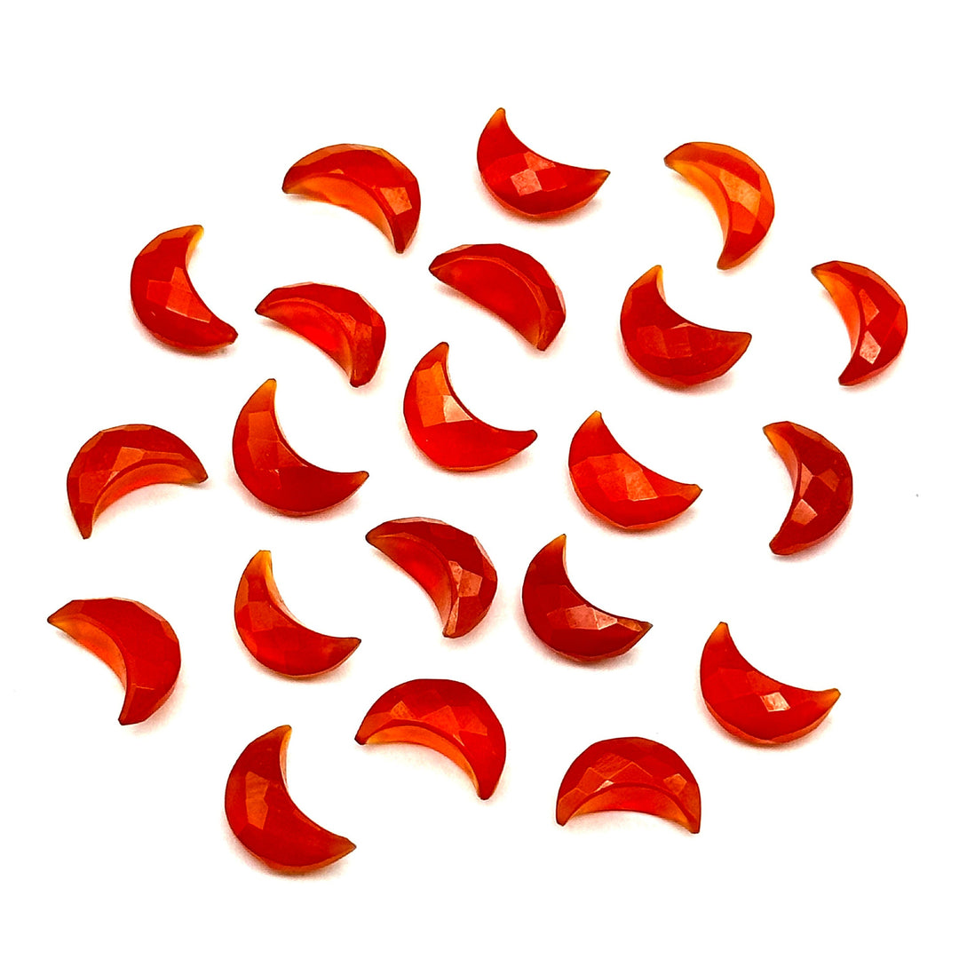 Natural Carnelian Moon Shape Gemstone Beads, Carnelian Faceted Moon Shape Carving Beads, 12 MM Carnelian Hand Carved Moons For Jewelry
