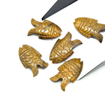Load image into Gallery viewer, Natural Tiger Eye Fish Carving Gemstone, Hand Carved Fish Shape Gemstone, Healing Fish Beads 17X26 MM Brown Fish Charm Best For Jewelry