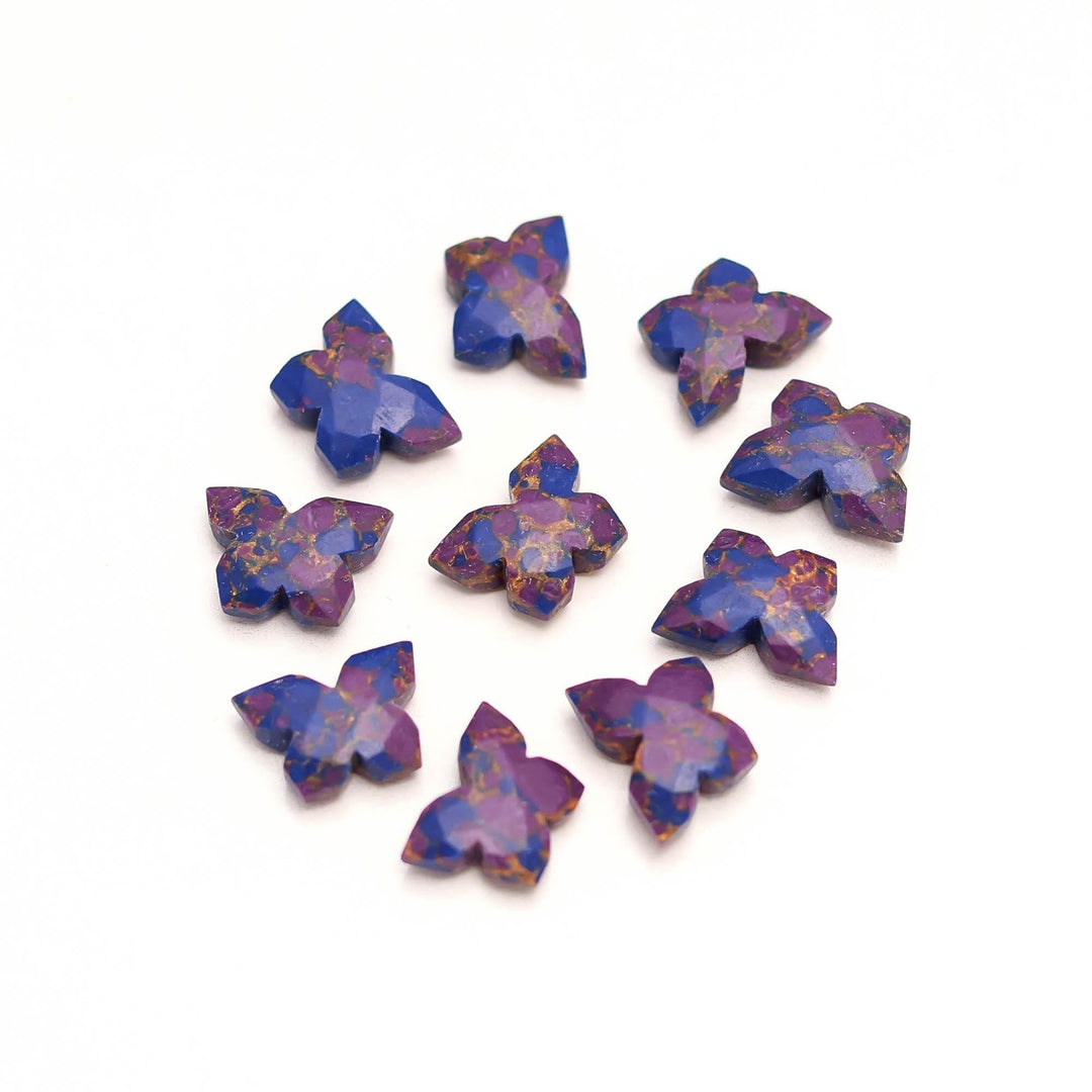 Mohave Turquoise Butterfly Shape Carving Beads, Faceted Butterfly Gemstone, Purple & Blue Turquoise Carving Beads For Jewelry 14x10 MM