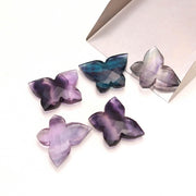 1 Pc Natural Fluorite Faceted Butterfly Carving Beads, Multi Fluorite Carved Gemstone Charms for Jewelry Making, 18X28 MM