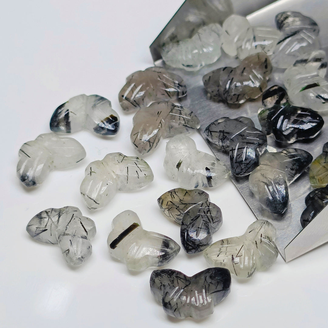 2,3,4,5,6 100% Natural black rutile Butterfly Shape Carving, Hand carved Butterfly shape Gemstone, carved Gemstone jewellery Making,12X7 mm