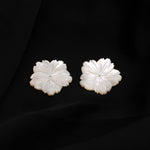 Load image into Gallery viewer, 1 Pc White Mother of Pearl Flower Shape Carving, White Luster Pearl Flower Shape Gemstone for Jewelry Making, 30 MM, Center Drill Beads