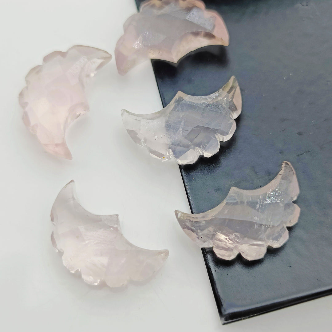 2,3,4,5,6 Pcs Natural Rose quartz  faceted eagle Shape gemstone, Faceted Hand Carved eagle gemstone, fancy Shape Gemstone,16X10 mm