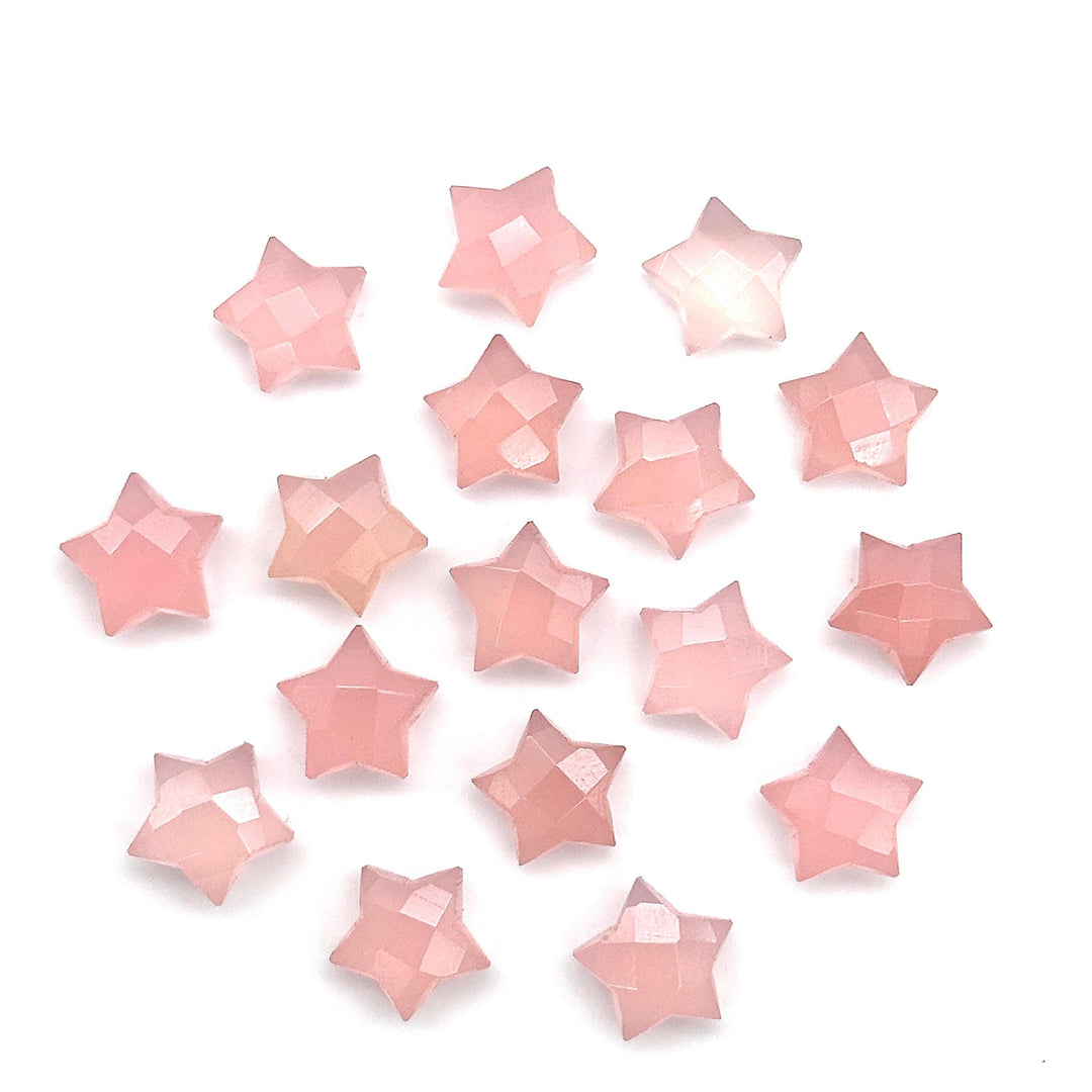 Amazing Pink Chalcedony Star Shape Briolettes, Pink Faceted Hand Carved Star Beads, Star Shape Gemstone Charms, 10 MM Loose Star Beads