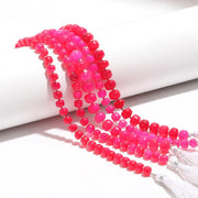 Pretty Hot Pink Chalcedony Smooth Rondelle Beads, AAA Pink Chalcedony Beads, Necklace Making Dark Pink Gemstone Beads, 6-8 MM, Loose Beads
