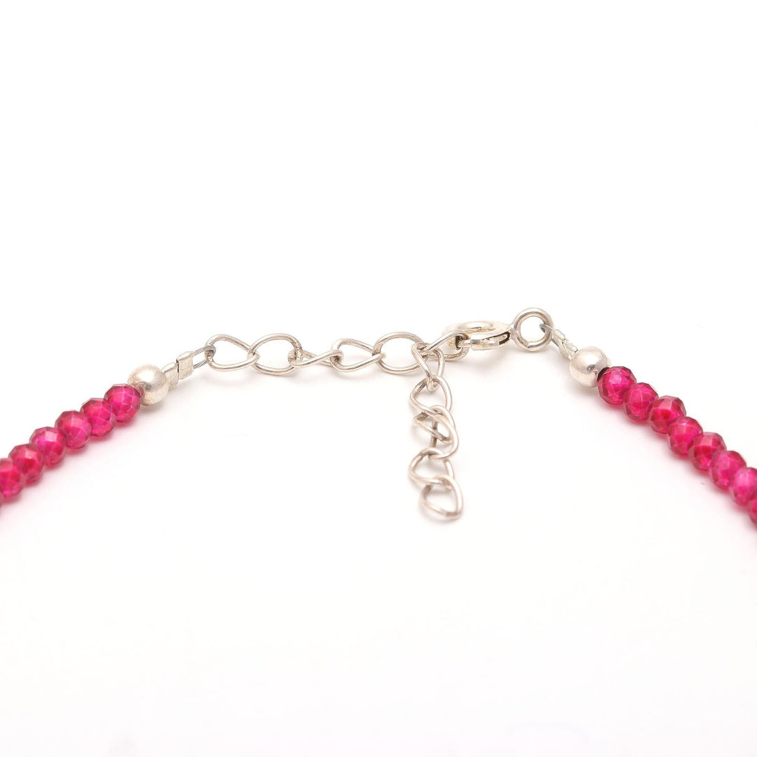 Amazing Red Jade Beaded Bracelet, Red Faceted Round Beads Bracelet, Gift for Her, 2 MM Beads Bracelet, 925 Silver Bracelet for Her