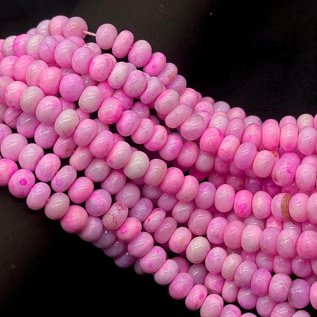 Beautiful Pink Opal Smooth Rondelle Beads, Plain Opal Beads for Jewelry Making, Wholesale Loose Opal Beads, 8MM Pastel Opal for Craft Making