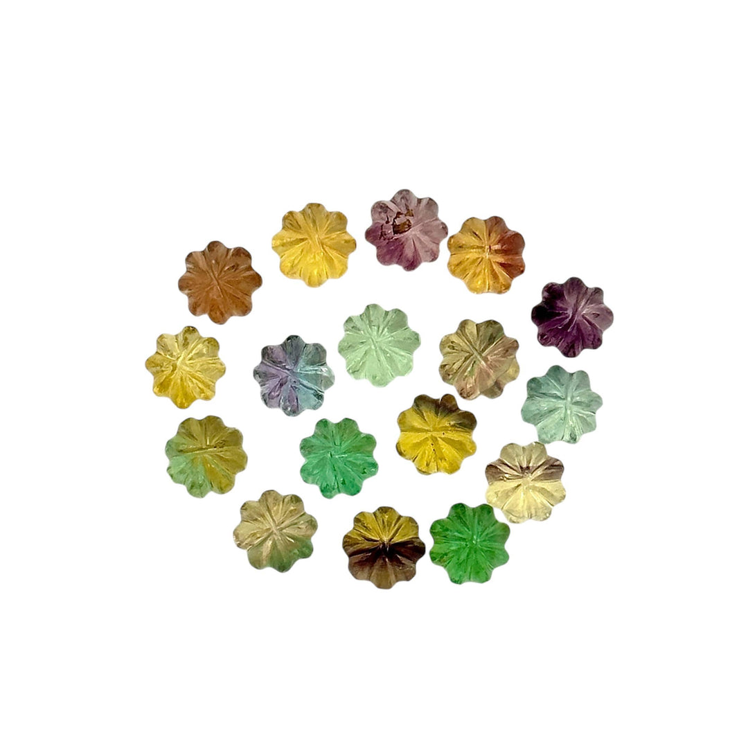 Carved Multi Fluorite Beads: Rainbow Pumpkin Gemstone, 6x8 mm