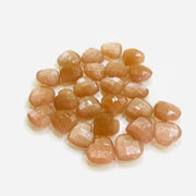 2,5,7,8,9,10 Pcs Natural Peach Moonstone Heart Shape Briolettes,  Faceted Hand Carved  heart Shape Briolettes, Heart Shape Gemstone, 10mm