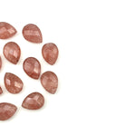 Load image into Gallery viewer, AAA+ Pink Strawberry Faceted Pear Shape Beads, 9X12 MM Pink Strawberry Briolette's Beads, Matched Pairs, Jewelry Making Pear Shape Beads