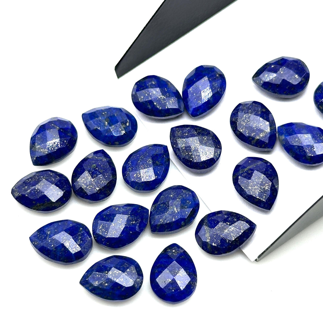 Natural Lapis Lazuli Faceted Pear Shape Beads, 9X12 MM Blue Lapis Briolette's Beads, Matched Pairs, Jewelry Making Pear Shape Beads