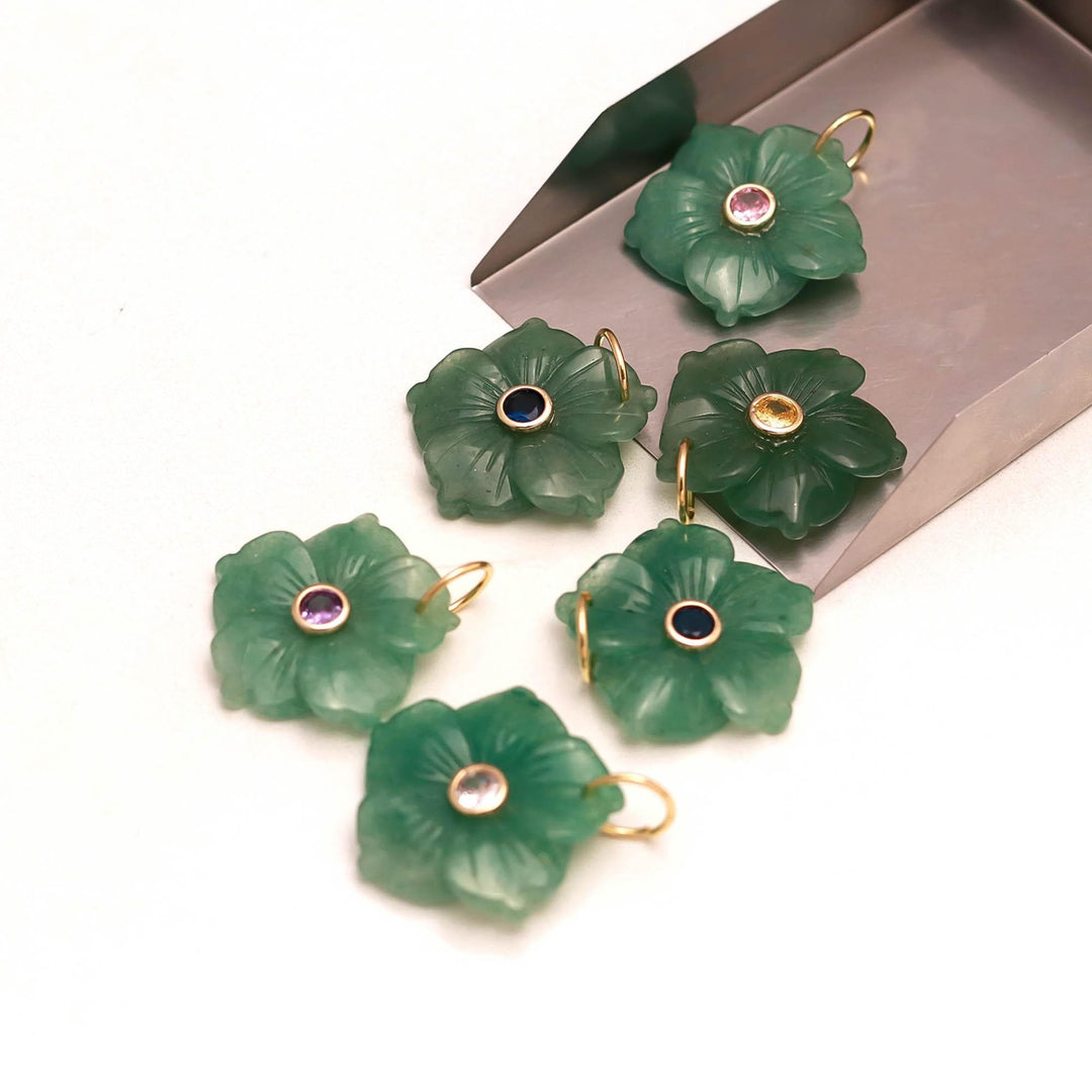 Fancy Flower Gemstone Pendant, AAA Amazonite Floral Design Necklace for Women's, Birthday Gift for Her