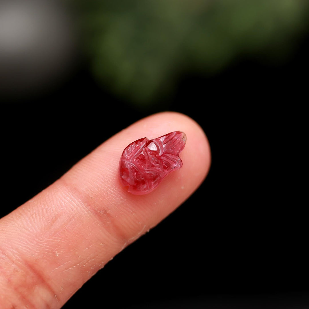 Pink Tourmaline Hand Carved Fish Shape Gemstone, Sea Fish Stones, Fish Shape Carvings 14 MM