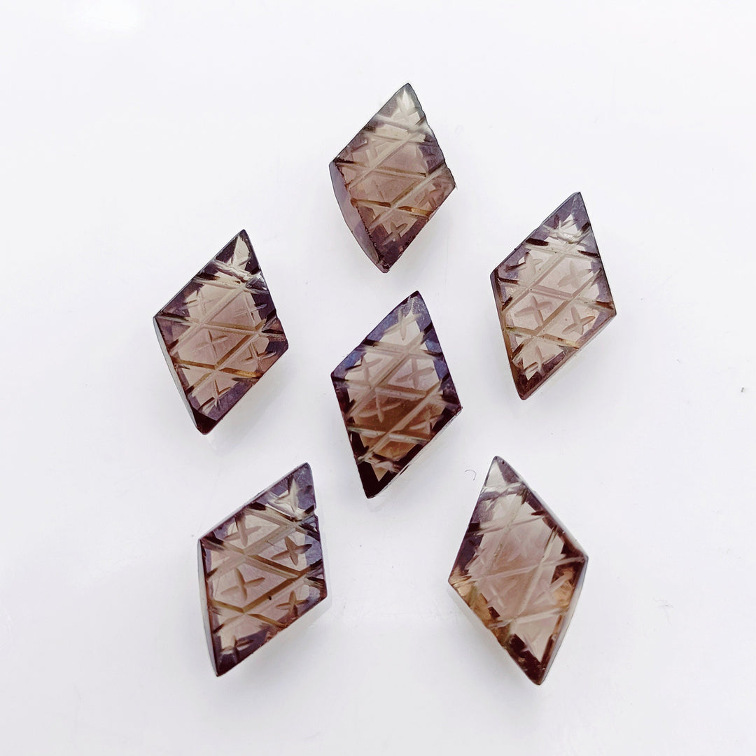 2,3,4,5,6 Pcs Natural smokey quartz fancy Shape Carving, Hand Carved Gemstone, backside intersection Gemstone, Carved Gemstone, 16X10 mm