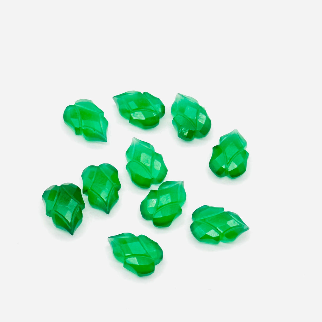 Natural Green Onyx Leaf Shape Carving Gemstone Beads, 9X13 MM Leaf Shape Loose Briolette's Beads, Green Leaves For Jewelry, Wholesale Beads