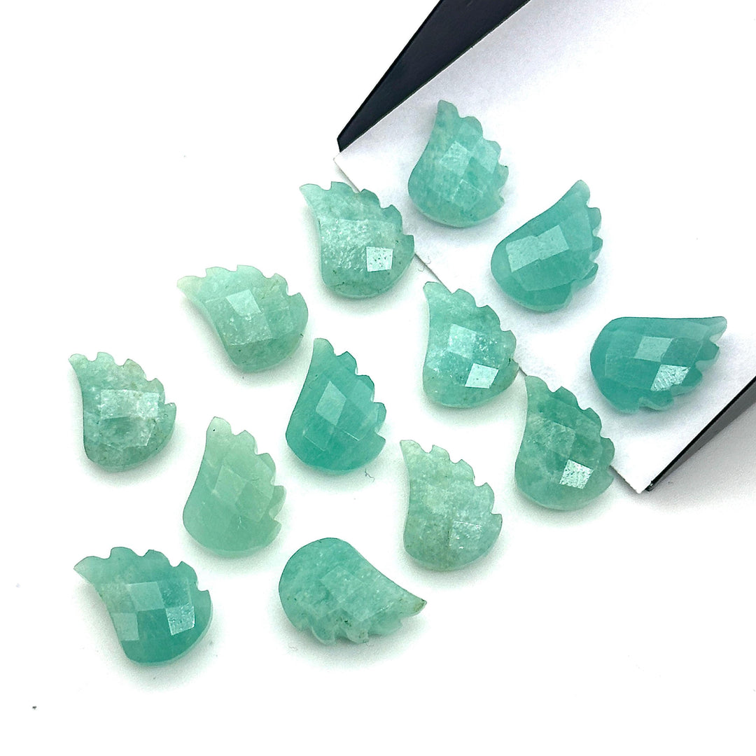 Natural Amazonite Leaf Shape Beads, Amazonite Leaf Shape Briolette's, Faceted Fancy Carvings for Jewelry, 11X15 MM, Wholesale Gemstone Beads