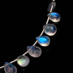 Load image into Gallery viewer, Super Rainbow Moonstone Faceted Pear Beads, High Flashy Rainbow Moonstone Pear Shape Briolette's, Side Drill Pear, 7-8 MM