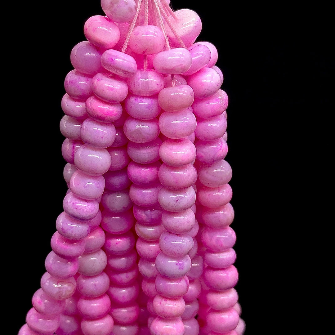 Beautiful Pink Opal Smooth Rondelle Beads, Plain Opal Beads for Jewelry Making, Wholesale Loose Opal Beads, 8MM Pastel Opal for Craft Making