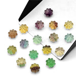 Load image into Gallery viewer, Carved Multi Fluorite Beads: Rainbow Pumpkin Gemstone, 6x8 mm