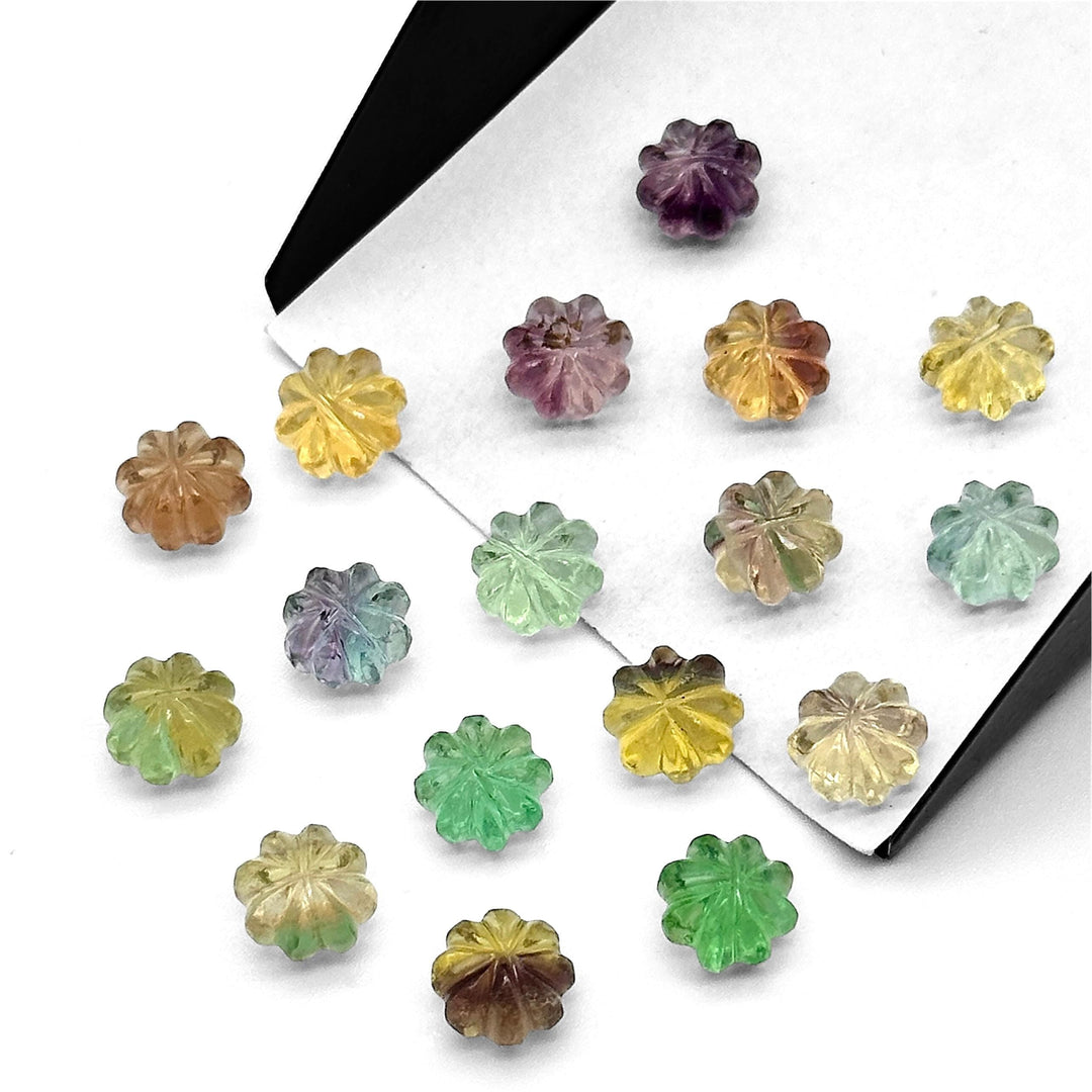 Carved Multi Fluorite Beads: Rainbow Pumpkin Gemstone, 6x8 mm