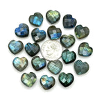 Load image into Gallery viewer, Labradorite Heart Briolette: Faceted Gemstone Charm, 12mm