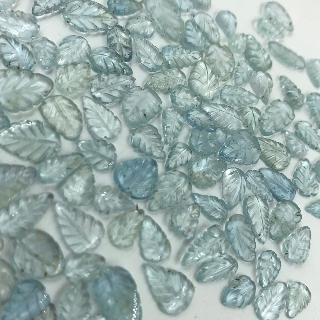 High Quality Aquamarine Leaf Shape Gemstone Beads, Aqua Blue Leaves Beads For Jewelry Making, Aquamarine Hand Carved Gemstones 7X5 - 11X7 MM