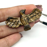 Load image into Gallery viewer, Natural Tiger Eye Eagle Shape Gemstone Carving, 25X44 MM Approx Hand Carved Eagle Shape Gemstone Beads, Fancy Shape Loose Beads for Jewelry