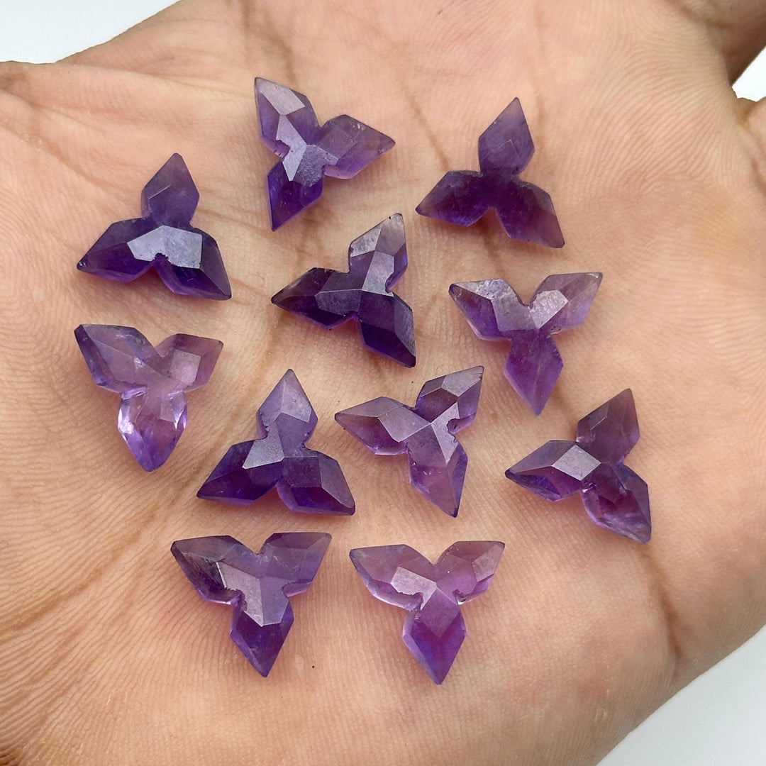 Purple Amethyst Ninja Star Shape Gemstone, Hand Carved Star Shape Beads for Jewelry Making, Faceted Briolette's, Healing Crystals, 12 MM